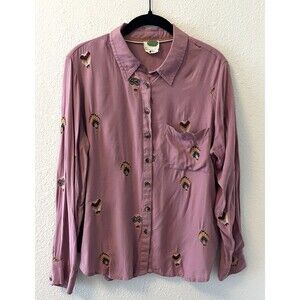 By Anthropologie Womens Top Size 10 County Fair Embroidered Hot Air Balloons